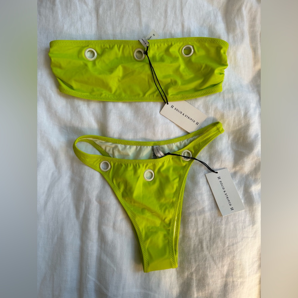Solid & Striped Kiwi Green “Annabelle” Eyelet Bikini, NWT!
